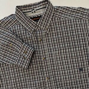 Ariat Pro Series Men's XL Long Sleeve Shirt Navy Plaid Cowboy Ranch Western Wear